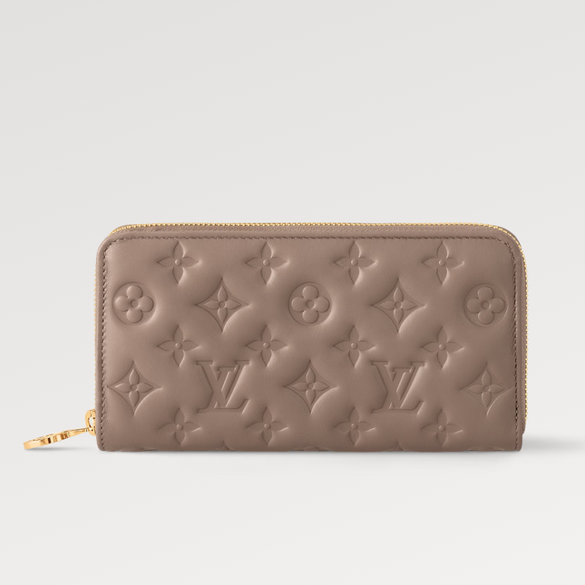 ZIPPY WALLET 19 BEIGE EMBOSSED LAMBSKIN