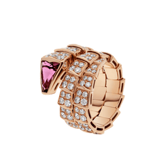 SERPENTI RING PINK GOLD DIAMOND PINK DOUBLE ROW