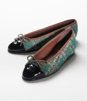 BALLET FLATS DARK GREEN BROWN TWEED