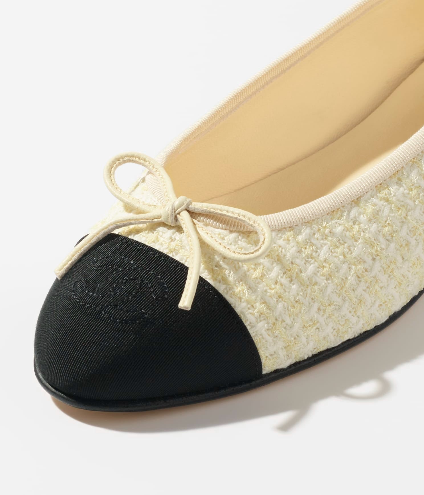 BALLET FLATS LIGHT YELLOW BLACK TWEED