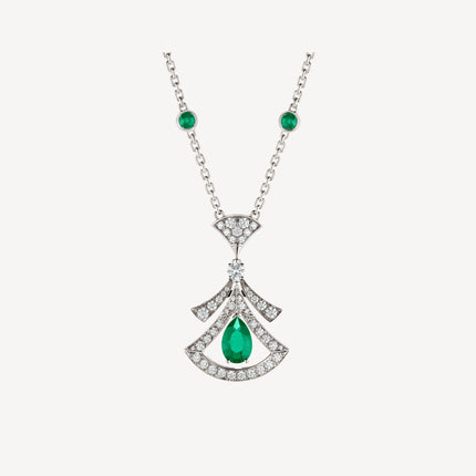 DREAM NECKLACE MALACHITE DIAMOND SILVER