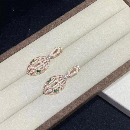 SERPENTI MALACHITE DIAMOND EARRINGS GOLD