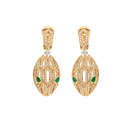 SERPENTI MALACHITE DIAMOND EARRINGS GOLD