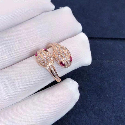 SERPENTI RING PINK DIAMOND DOUBLE SNAKE