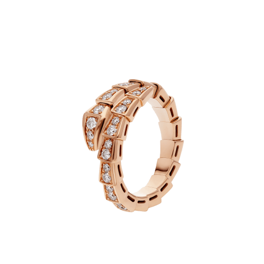 SERPENTI RING PINK GOLD DIAMOND PAVED 4MM