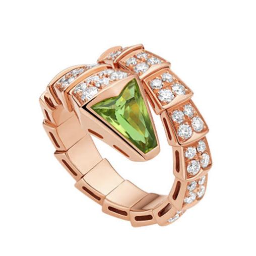 SERPENTI RING PINK GOLD DIAMOND MALACHITE