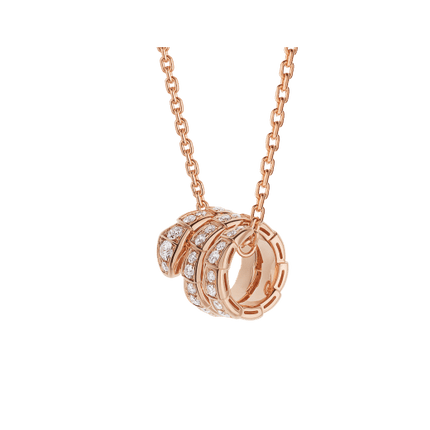 SERPENTI PINK GOLD NECKLACE DOUBLE RING DIAMOND