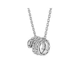 SERPENTI SILVER NECKLACE DOUBLE RING DIAMOND