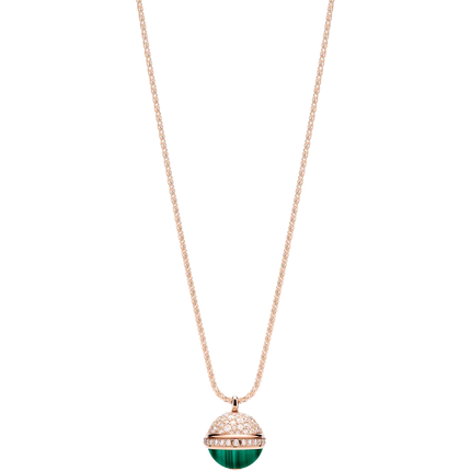 POSSEISSION DIAMOND PINK GOLD MALACHITE NECKLACE