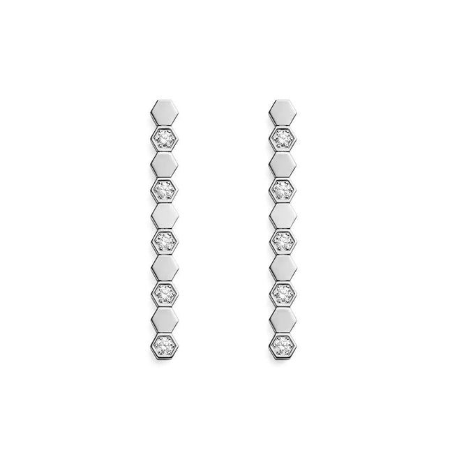 BEE LOVE SILVER DIAMOND LONG EARRINGS