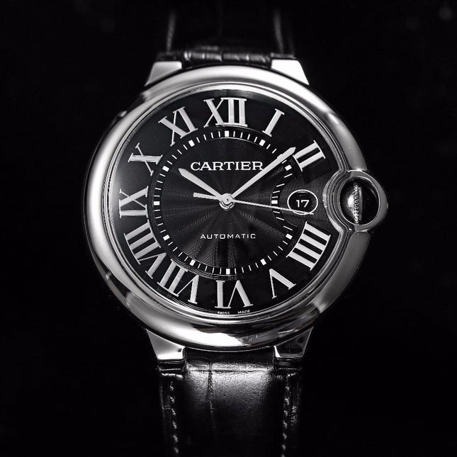 BALLON BLEU 42 BLACK DIAL LEATHER BRACELET