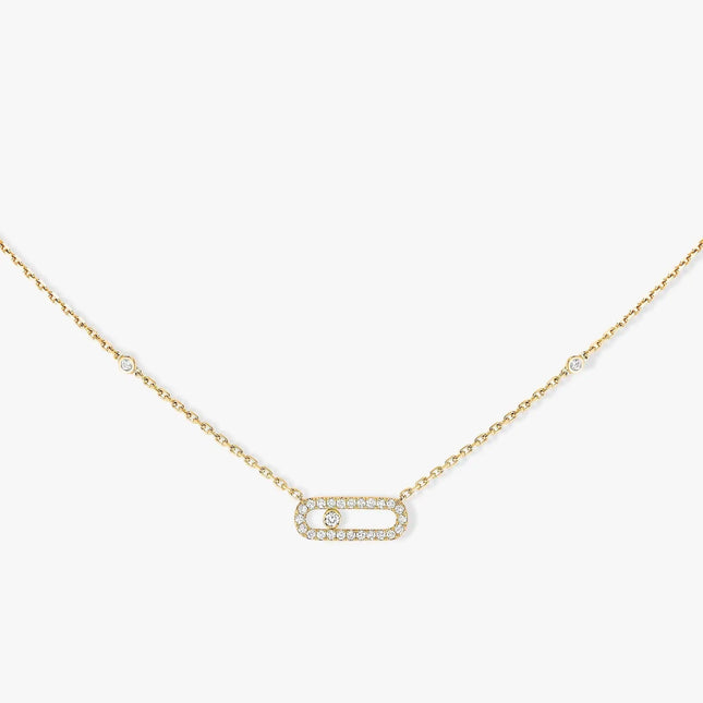 MOVE UNO PAVED SILVER DIAMOND NECKLACE