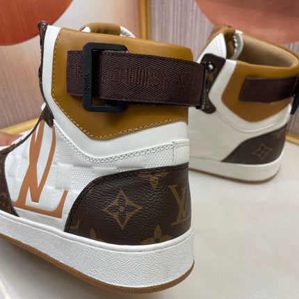 LV RIVOLI HIGH-TOP SNEAKERS BROWN WHITE