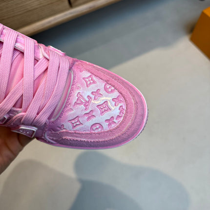 LV TRAINER MONOGRAM DENIM WHITE PINK SNEAKER