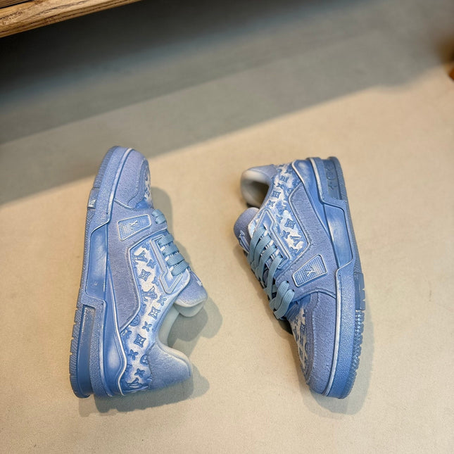 LV TRAINER MONOGRAM DENIM WHITE BLUE SNEAKER