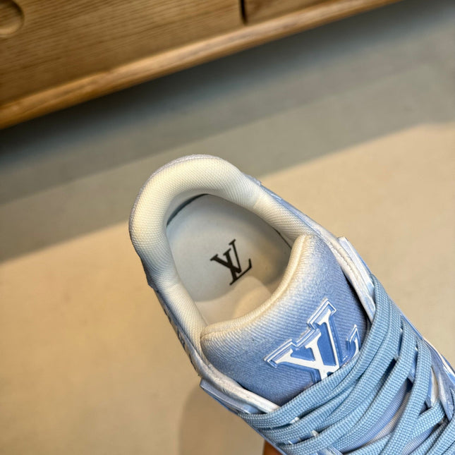 LV TRAINER MONOGRAM DENIM WHITE BLUE SNEAKER