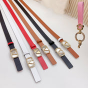 Gold Vlogo and Silver Hardware Buckle Black Red Calfskin 20mm