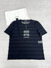 CC See-through Striped Short Sleeves T- shirt Cotton