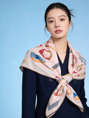 HERMES 26S PRINTED SQUARE SCARF 135 IN CASHMERE AND SILK 307237