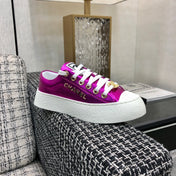 CASUAL SNEAKER IN MAGENTA PURPLE METALLIC LAMBSKIN WITH GOLD LOGO