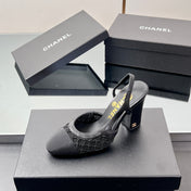 CC SLINGBACK 25S 95 MM IN BLACK FABRIC AND LAMBSKIN