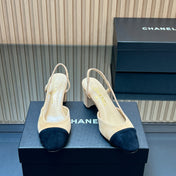CHANEL 25S SLINGBACK SHOES IN BEIGE AND BLACK SUEDE
