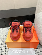 SNEAKER IN RUBY RED CALFSKIN AND BREATHABLE MESH 175307