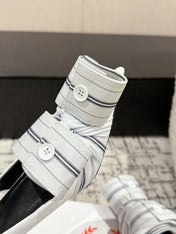 KNIFE CHEMISE 45MM SLINGBACK IN WHITE MIX BLACK COTTON AND CALFSKIN