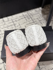 BALLET FLAT 25S IN WHITE MIX BLACK TWEED