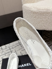 BALLET FLAT 25S IN WHITE MIX BLACK TWEED