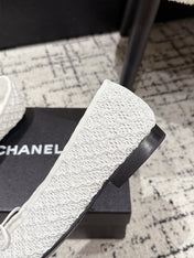 BALLET FLAT 25S IN WHITE MIX BLACK TWEED