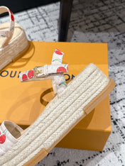 LV PLATFORM ESPADRILLE SANDALS 25S IN NUDE DENIM