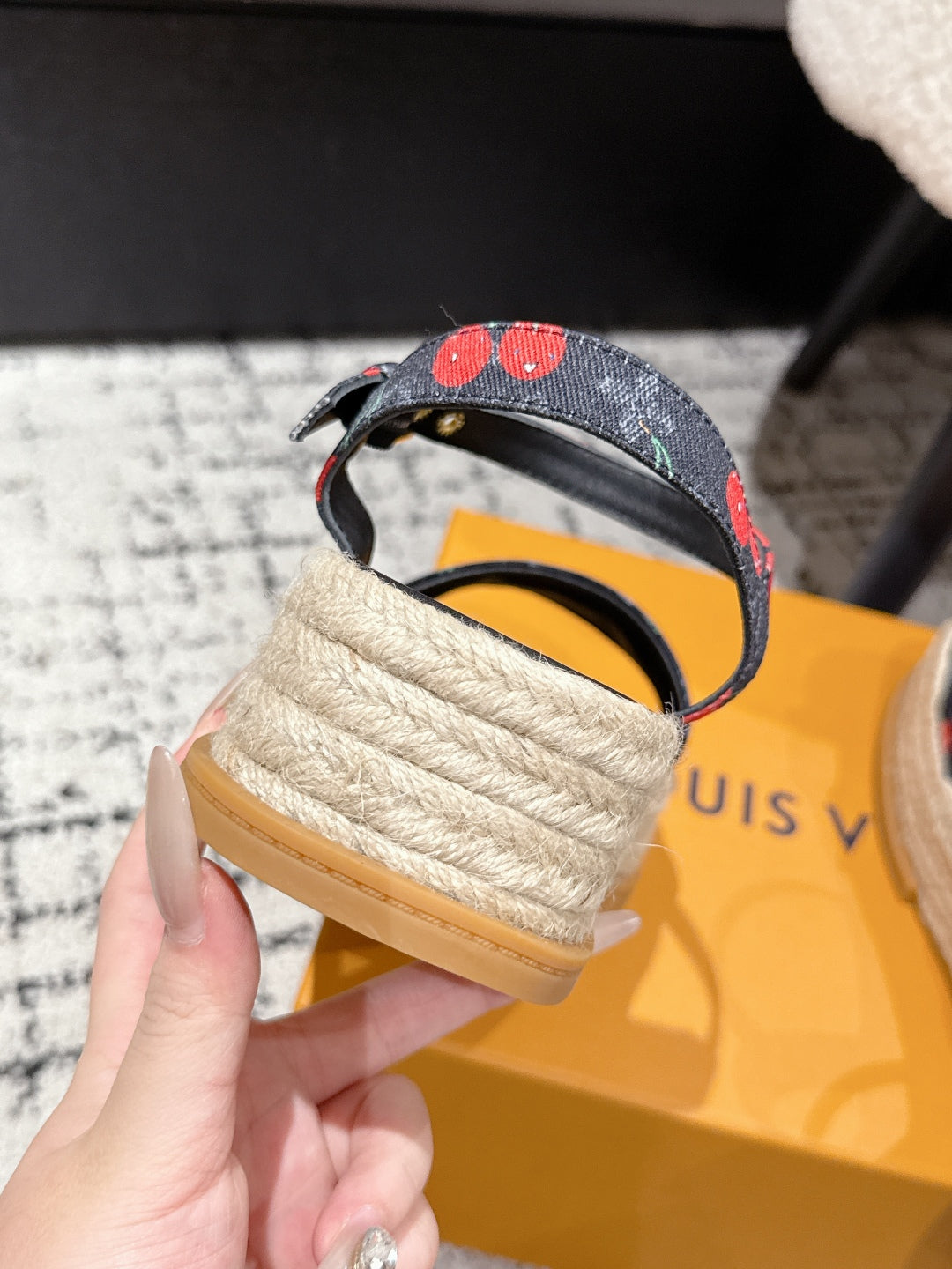 LV PLATFORM ESPADRILLE SANDALS 25S IN NAVY BLUE DENIM