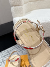 LV PLATFORM ESPADRILLE SANDALS 25S IN NUDE DENIM