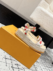 LV PLATFORM ESPADRILLE SANDALS 25S IN NUDE DENIM