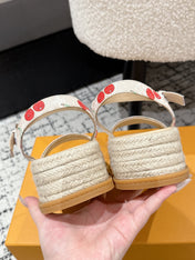 LV PLATFORM ESPADRILLE SANDALS 25S IN NUDE DENIM