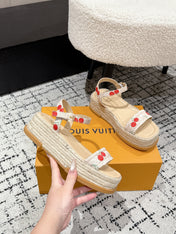 LV PLATFORM ESPADRILLE SANDALS 25S IN NUDE DENIM