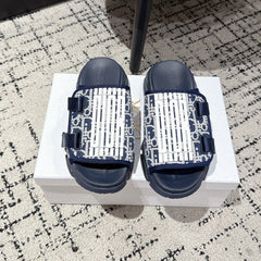 DIOR ADJUSTABLE STRAP SANDALS 25S 50 MM IN NAVY BLUE FABRIC MIX CALFSKIN STYLE 2