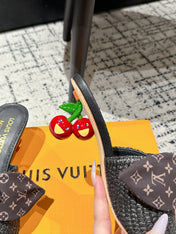 LV CHERRY HIGH HEELS 25S IN BLACK RAFFIA WITH BOW STYLE 14