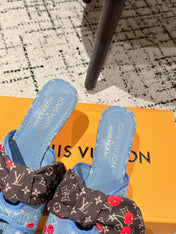 LV CHERRY HIGH HEELS 25S IN BLUE DENIM WITH BOW STYLE 3