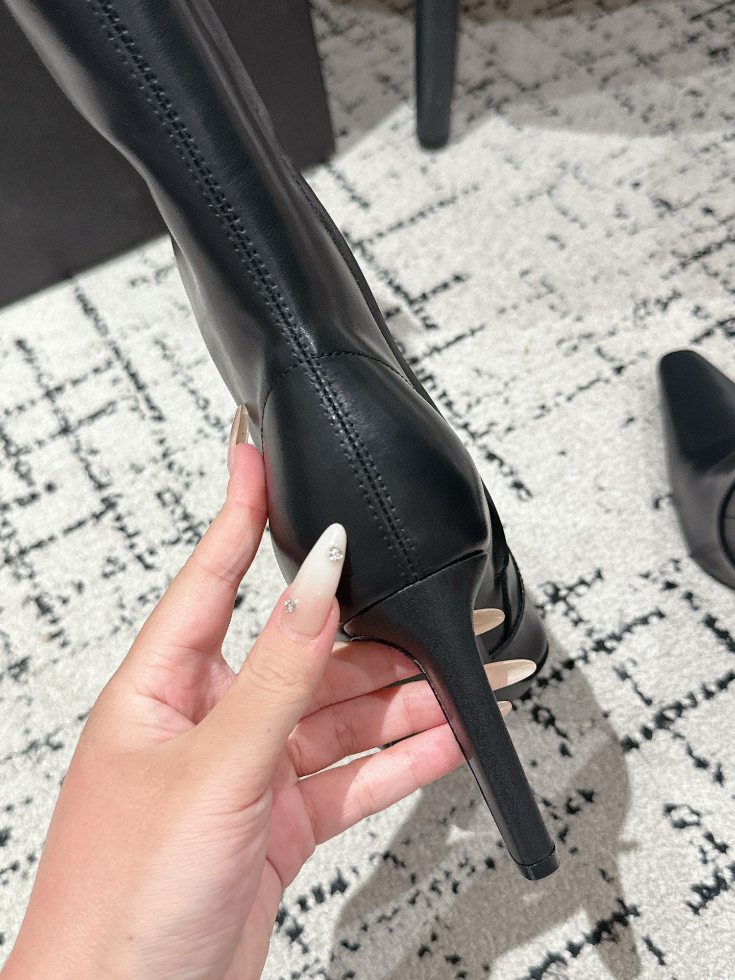 YSL 25S PLATFORM KNEE-HIGH BOOTS 70 MM IN BLACK LAMBSKIN