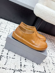 PRADA 26S SLIP ON SHOES IN WARM BROWN SMOOTH CALFSKIN