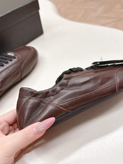 PRADA 26S MARY JANE SHOES IN DARK BROWN CALFSKIN