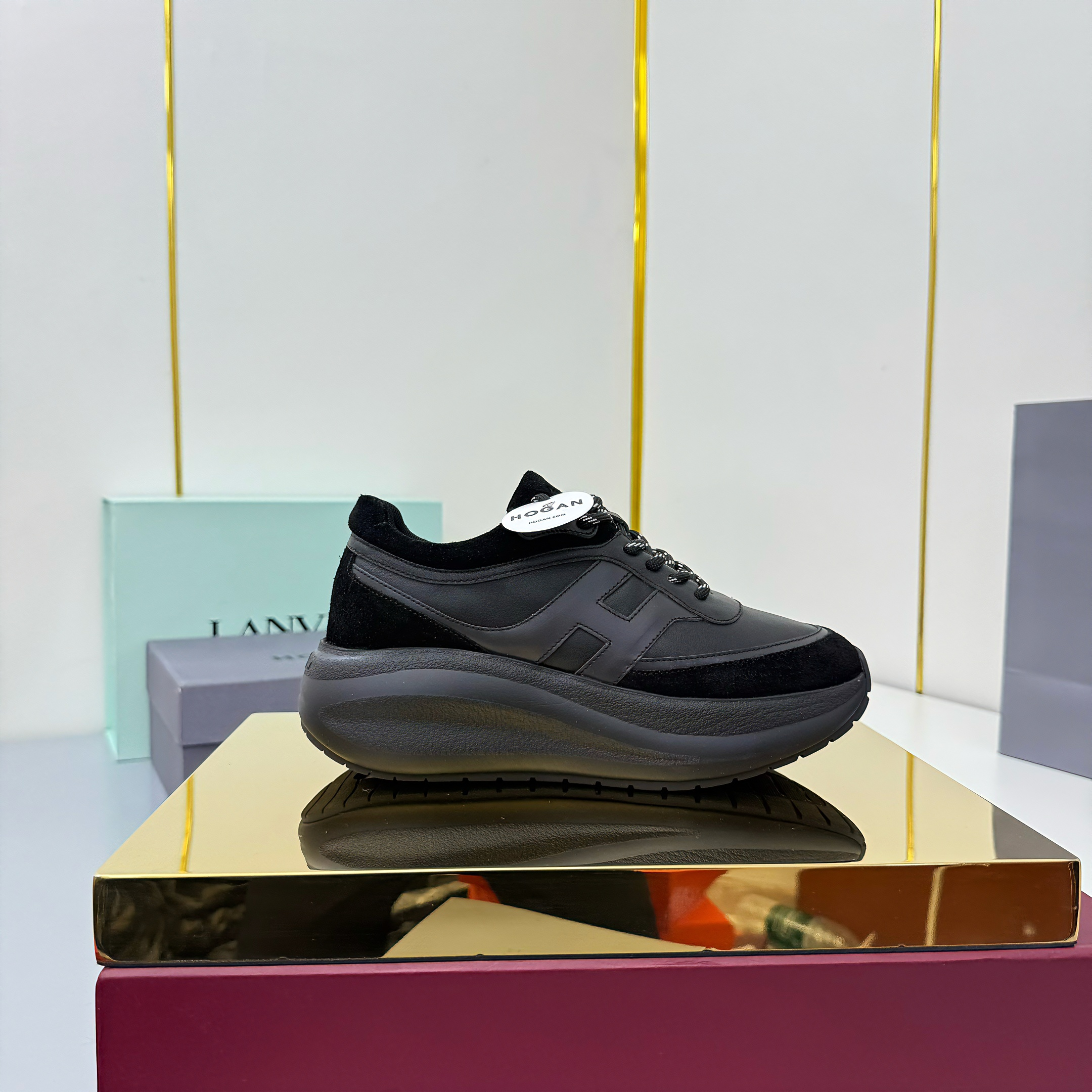 TOM FORD 26S HOGAN SNEAKERS IN BLACK CALFSKIN AND SUEDE