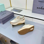 TOM FORD 26S HOGAN SNEAKERS IN CREAM WHITE CALFSKIN AND BROWN SUEDE