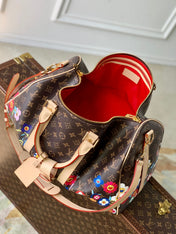 KEEPALL BANDOULIÈRE  FLORAL 45 IN BROWN MONOGRAM COATED CANVAS