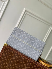 SPEEDY SOFT 30 IN GREY MONOGRAM DENIM LIGHT BROWN CALFSKIN