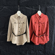 YSL LONG BELTED SHIRT IN COTTON 265868
