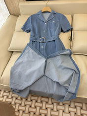 CELINE 26S LONG SHORT SLEEVE DENIM DRESS 366