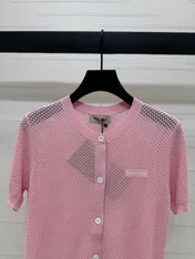 MIU 25S SHORT SLEEVE ROUND NECK CARDIGAN 264270